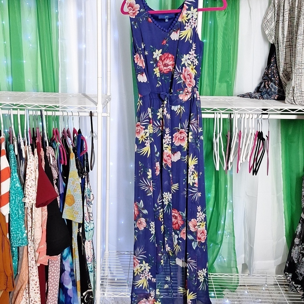 Apt.9 BLUE FLORAL HIGH-LOW DRESS MEDIUM